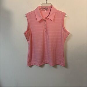 Nike Women's Pink Sleeveless Polo Golf Top Dri-Fit Polyester Large New